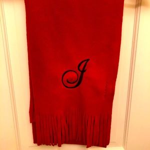 Old Navy red monogrammed scarf – J